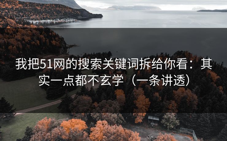 我把51网的搜索关键词拆给你看:其实一点都不玄学(一条讲透) 我把51网的搜索关键词拆给你看:其实一点都不玄学(一条讲透)