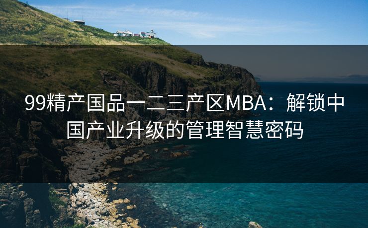 99精产国品一二三产区MBA:解锁中国产业升级的管理智慧密码 99精产国品一二三产区MBA:解锁中国产业升级的管理智慧密码