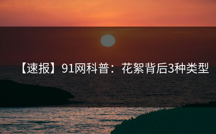 【速报】91网科普：花絮背后3种类型