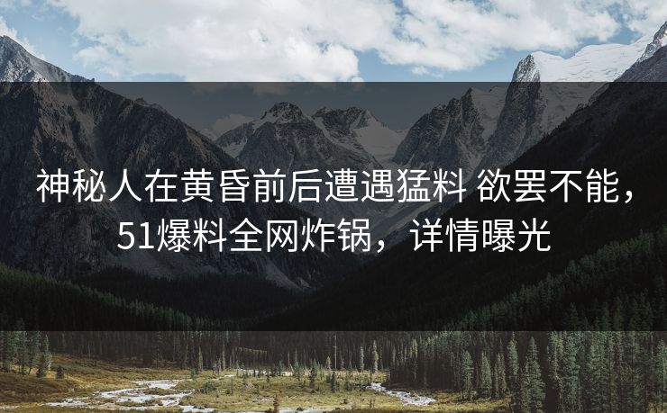 神秘人在黄昏前后遭遇猛料 欲罢不能，51爆料全网炸锅，详情曝光